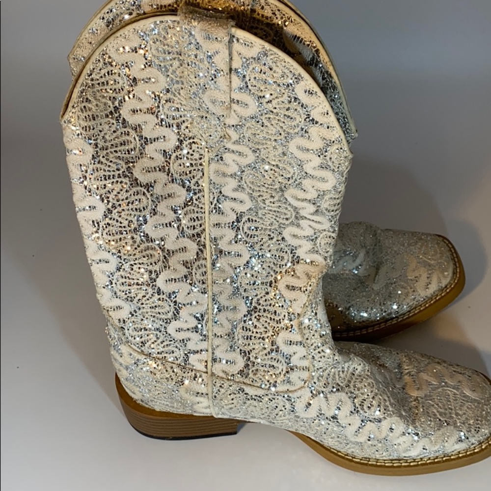 Roper Boots Glitter White 09-021-1901-0092 Sz 6